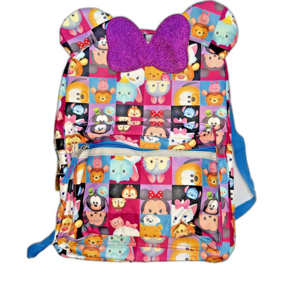 Disney Tsum Tsum Mini Backpack Bow Ears Reflective Safety Strips Front Pocket